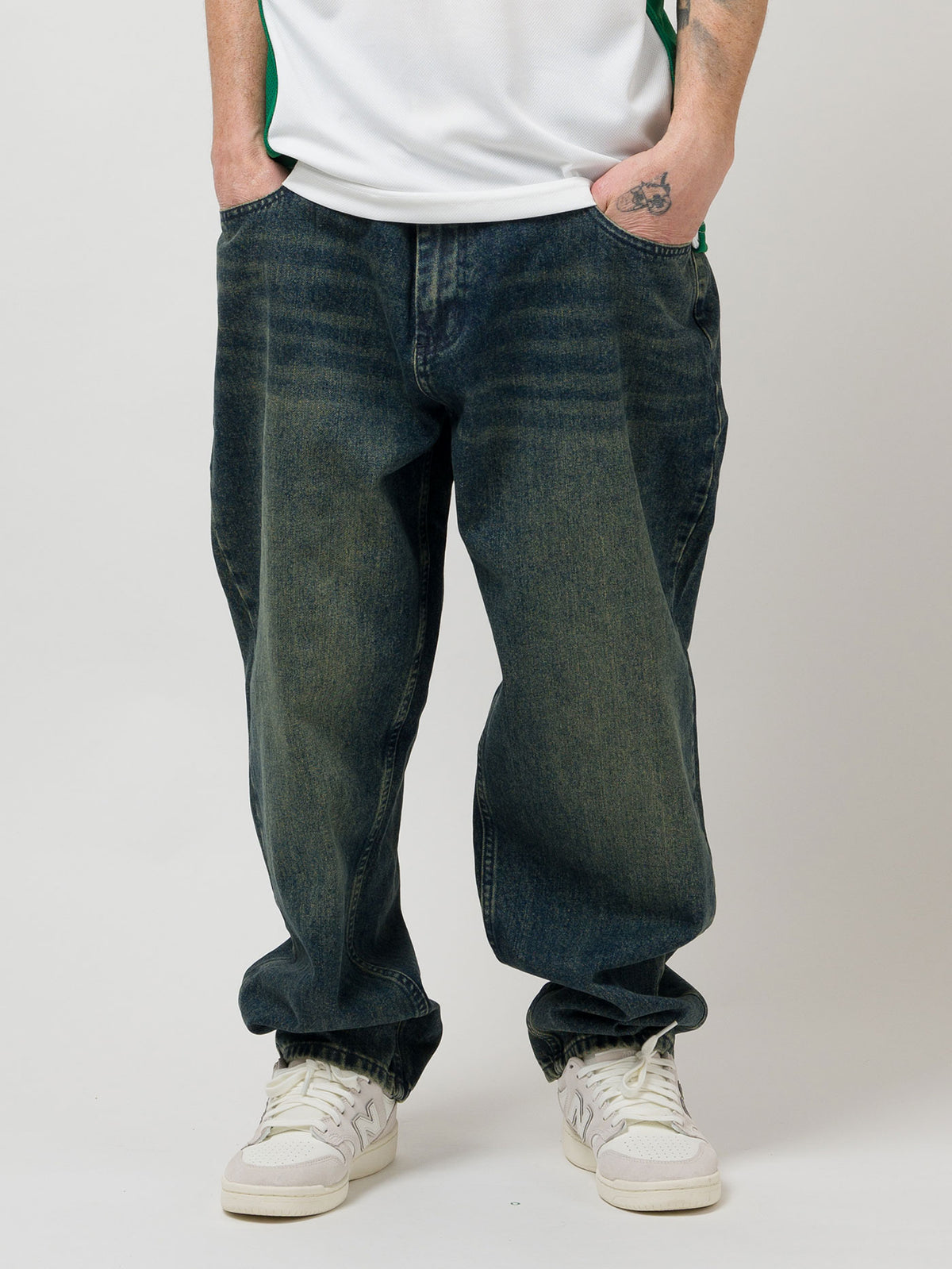 1990 BAGGY 5 POCKET DENIM PANTS | PINE ENZYME WASH