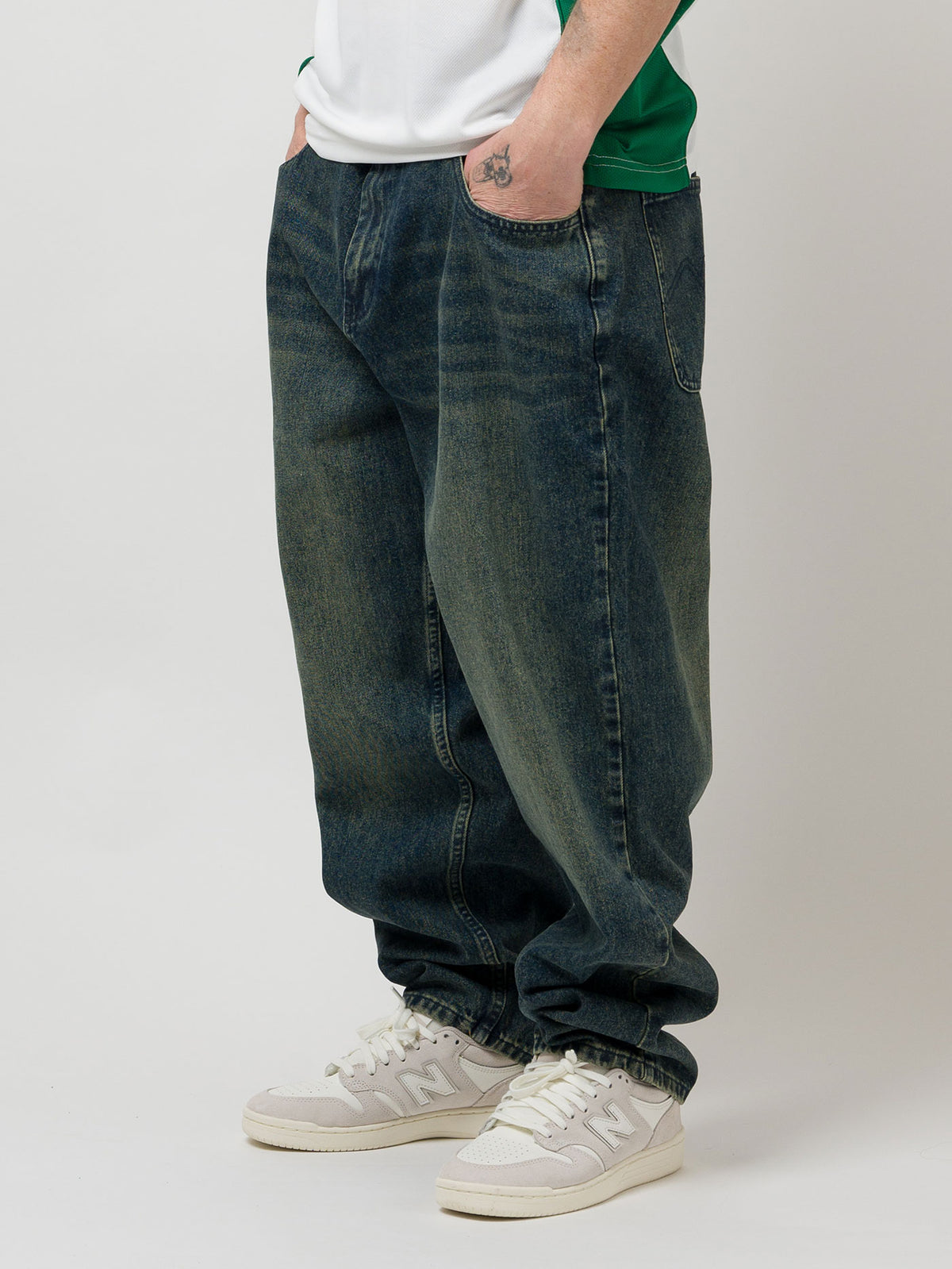 1990 BAGGY 5 POCKET DENIM PANTS | PINE ENZYME WASH