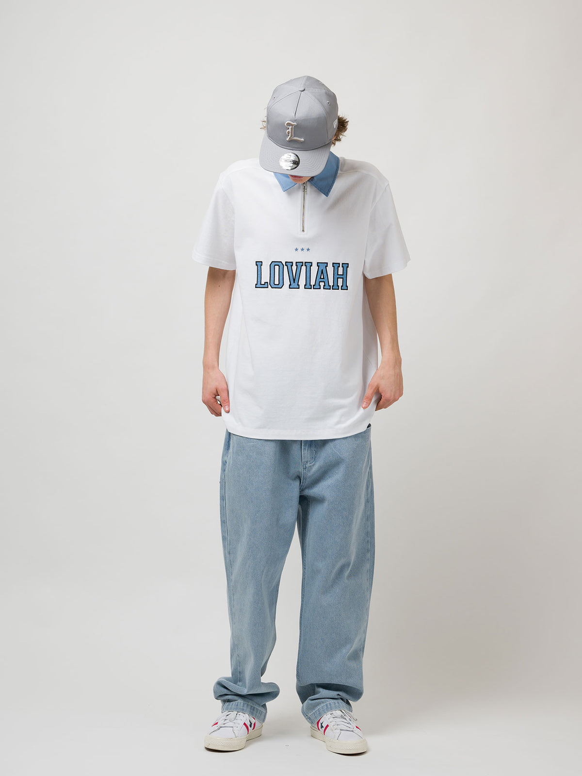 OG BAGGY 5 POCKET DENIM PANTS | WHITE BLUE WASH