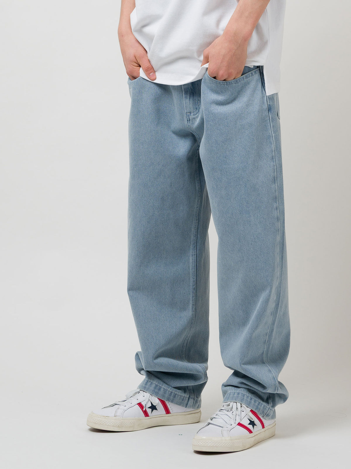OG BAGGY 5 POCKET DENIM PANTS | WHITE BLUE WASH