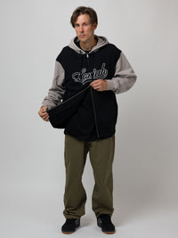 BASEBALL ZIP UP HOODIE BLACK 