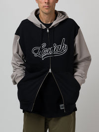 BASEBALL ZIP UP HOODIE BLACK 