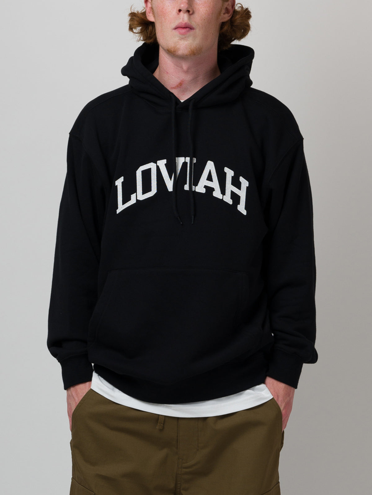 COLLEGIATE FELT HOODIE BLACK 