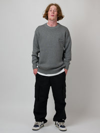 EMBROIDERY KNIT SWEATER BLACK/GREY