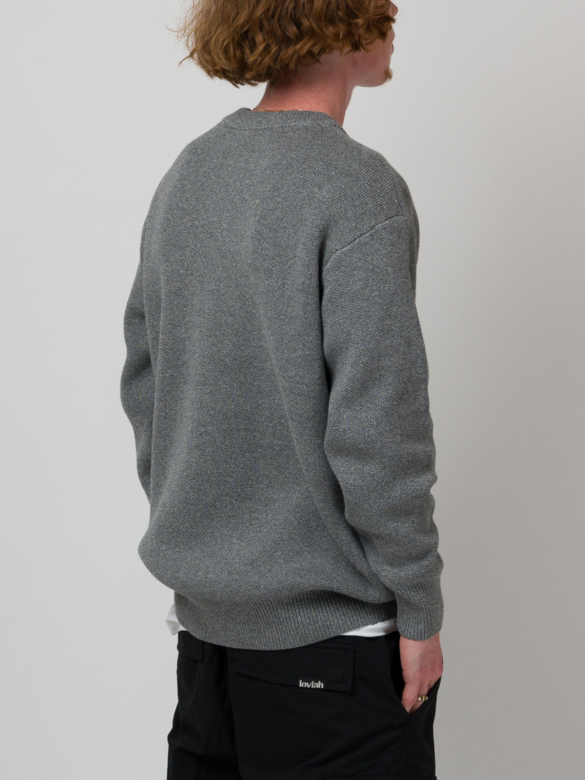 EMBROIDERY KNIT SWEATER BLACK/GREY