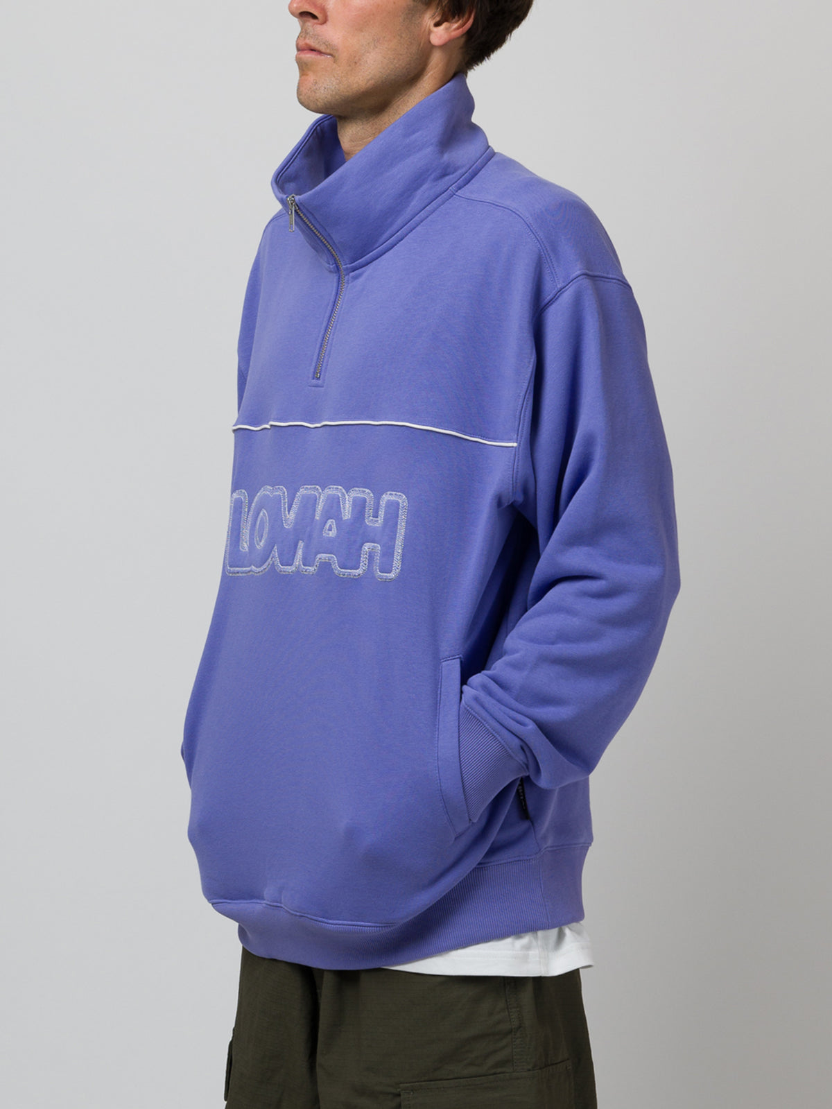 OVERLAP 1/4 ZIP SWEATER ULTRAVIOLET