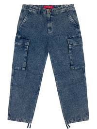 CARGO DENIM PANTS Blue Acid Wash