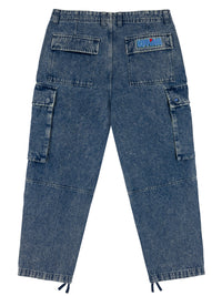 CARGO DENIM PANTS Blue Acid Wash