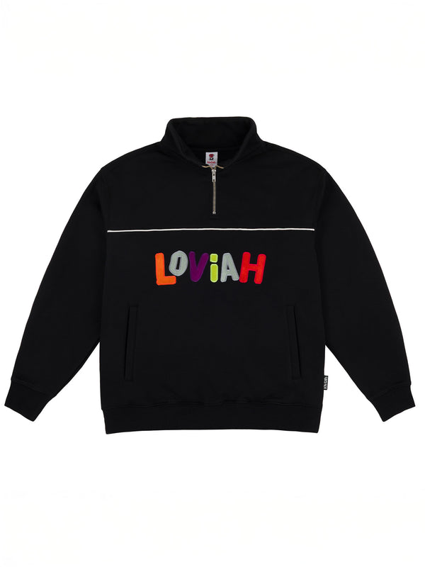 FLEECE MOCKNECK HENLEY | BLACK