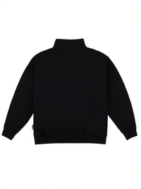 FLEECE MOCKNECK HENLEY | BLACK