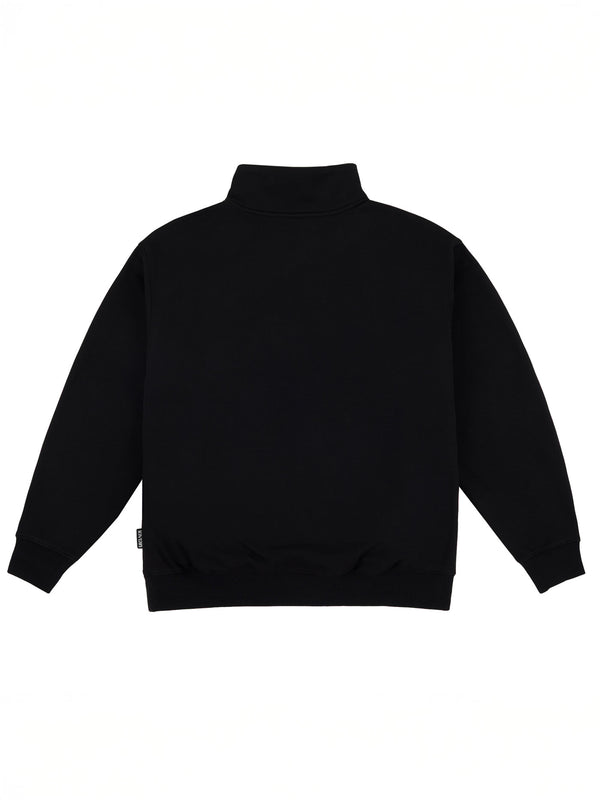 FLEECE MOCKNECK HENLEY | BLACK