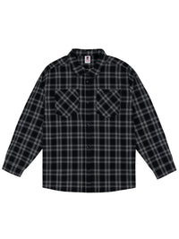 BASIC FLANNEL BUTTON UP SHIRT BLACK