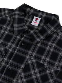 BASIC FLANNEL BUTTON UP SHIRT BLACK