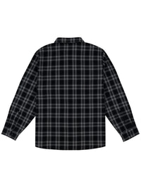 BASIC FLANNEL BUTTON UP SHIRT BLACK