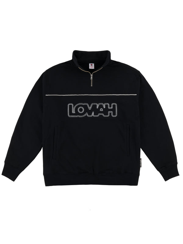 OVERLAP 1/4 ZIP SWEATER BLACK