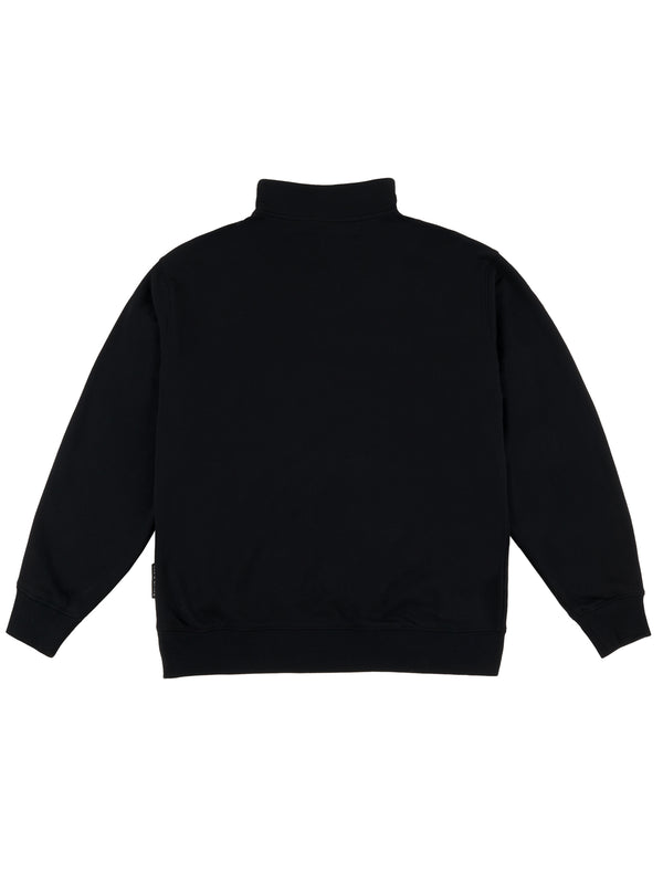 OVERLAP 1/4 ZIP SWEATER BLACK