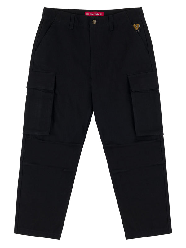 CARGO DENIM PANTS RAW BLACK