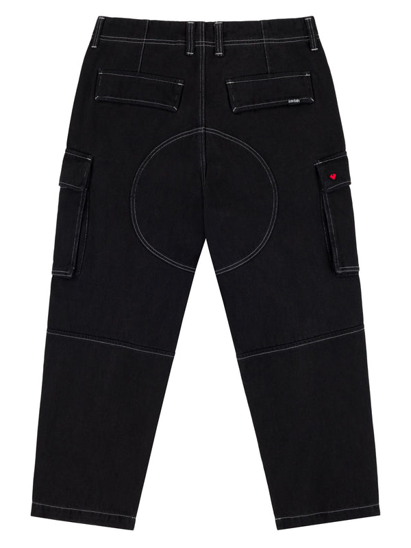 HEAVY DUTY CARGO DENIM PANTS | BLACK WASH DENIM