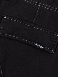 HEAVY DUTY CARGO DENIM PANTS | BLACK WASH DENIM