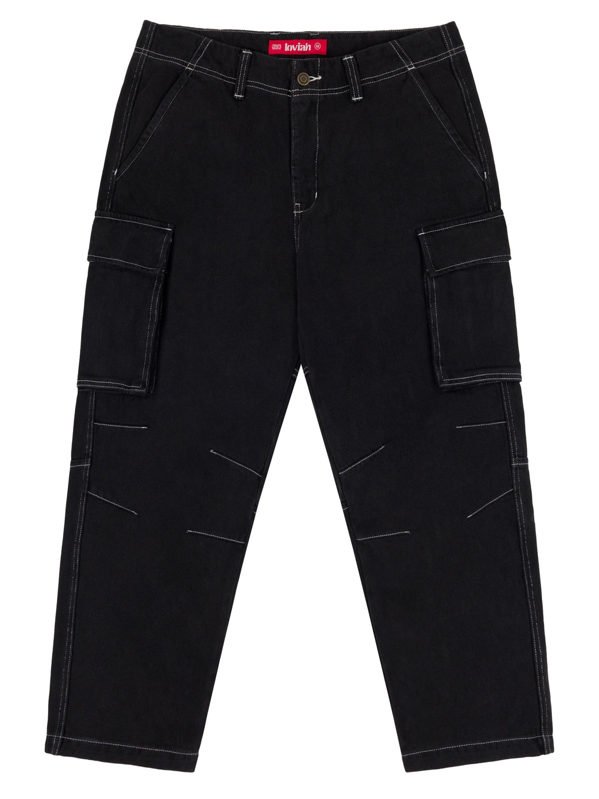 HEAVY DUTY CARGO DENIM PANTS | BLACK WASH DENIM