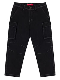 HEAVY DUTY CARGO DENIM PANTS | BLACK WASH DENIM