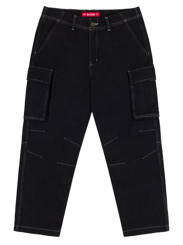 HEAVY DUTY CARGO DENIM PANTS | BLACK WASH DENIM