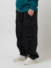 HEAVY DUTY CARGO DENIM PANTS | BLACK WASH DENIM