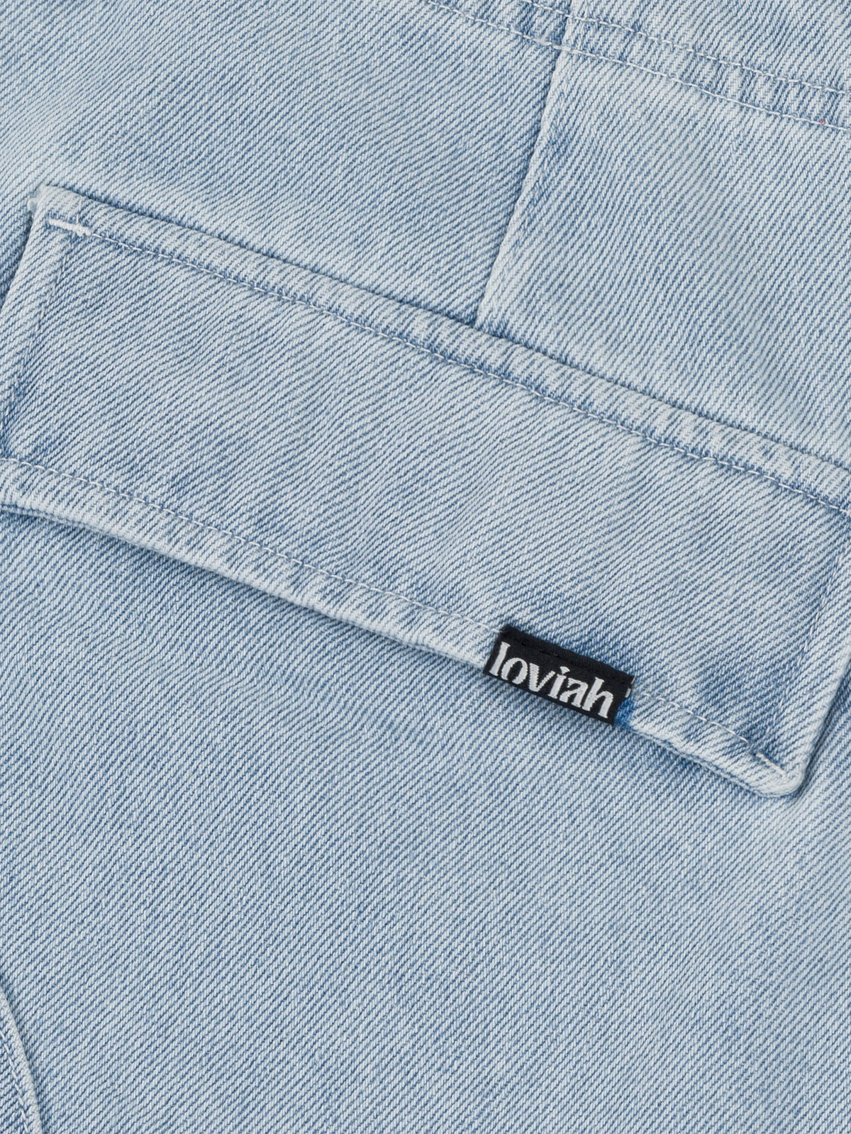 HEAVY DUTY CARGO DENIM PANTS | WHITE BLUE WASH