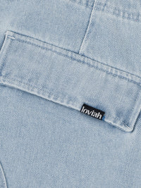 HEAVY DUTY CARGO DENIM PANTS | WHITE BLUE WASH