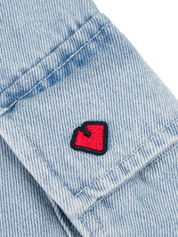 HEAVY DUTY CARGO DENIM PANTS | WHITE BLUE WASH