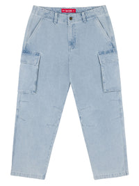 HEAVY DUTY CARGO DENIM PANTS | WHITE BLUE WASH