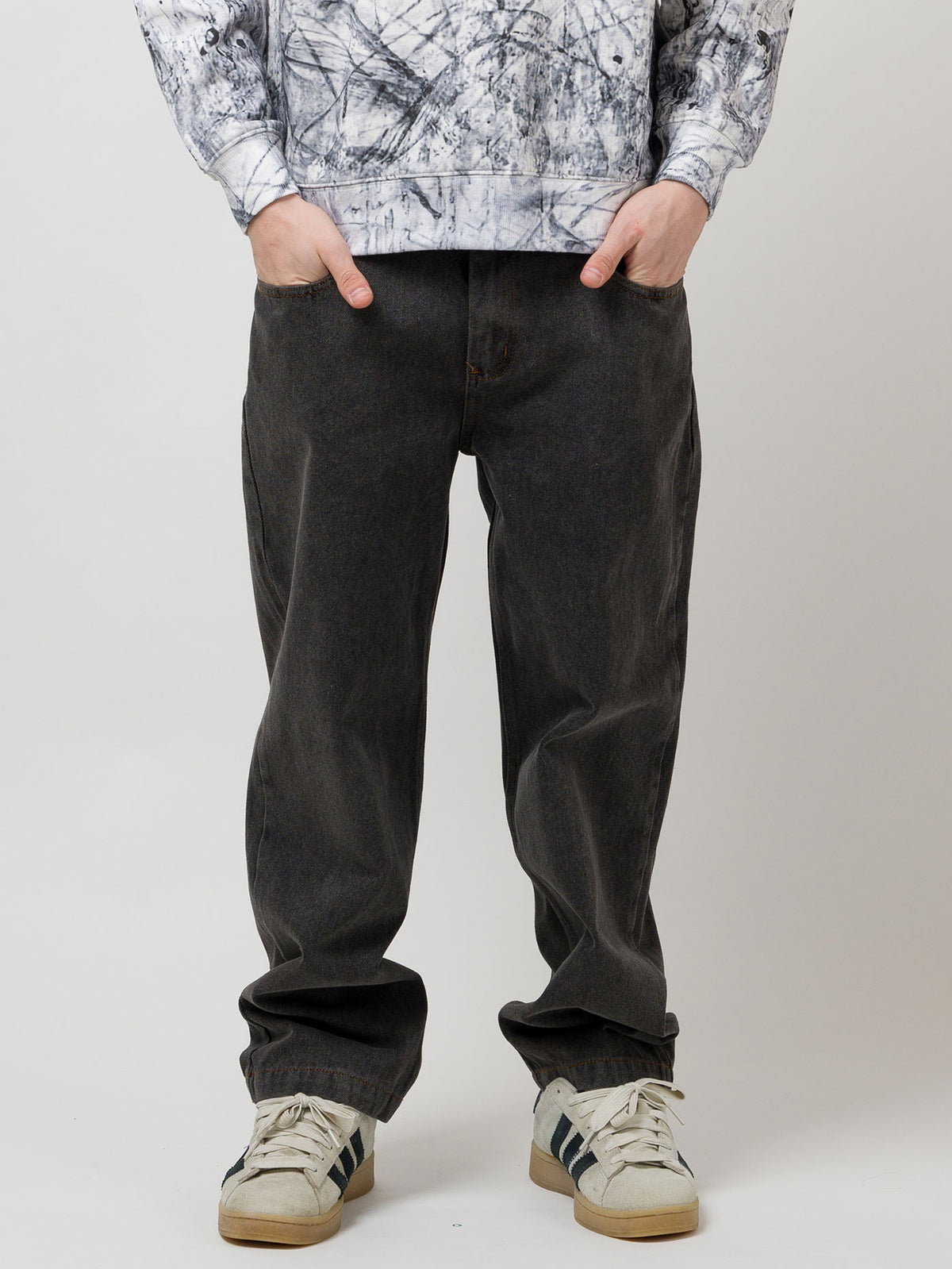 OG BAGGY ACID WASH 5 POCKET DENIM PANTS | BLACK ACID WASH