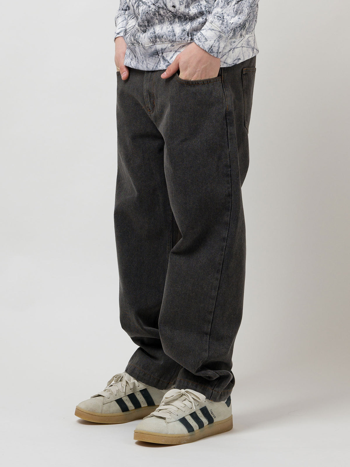 OG BAGGY ACID WASH 5 POCKET DENIM PANTS | BLACK ACID WASH