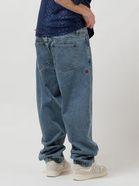 OG BAGGY ACID WASH 5 POCKET DENIM PANTS | INDIGO MEDIUM ACID WASH
