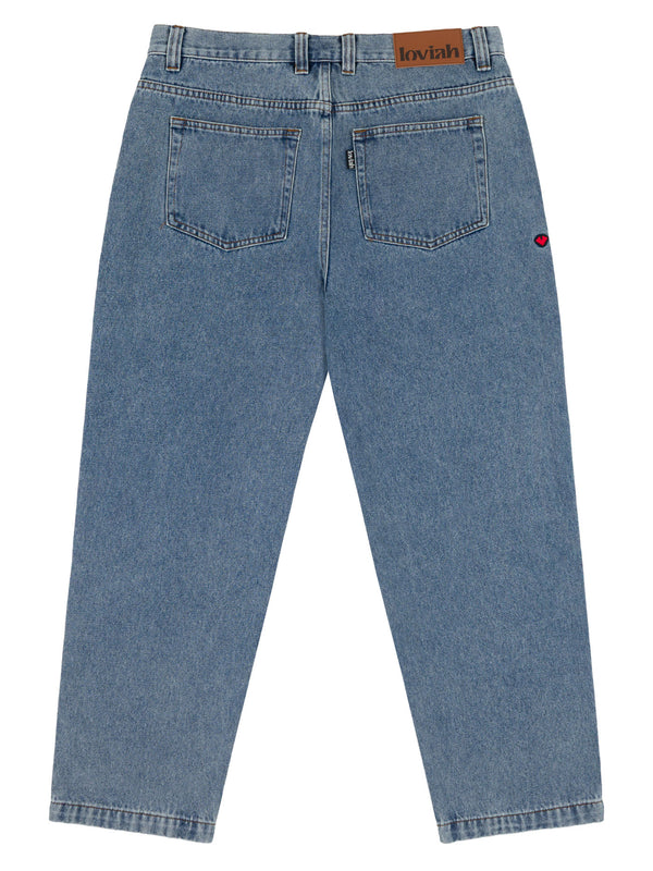 OG BAGGY ACID WASH 5 POCKET DENIM PANTS | INDIGO MEDIUM ACID WASH
