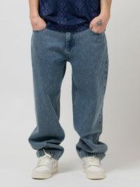 OG BAGGY ACID WASH 5 POCKET DENIM PANTS | INDIGO MEDIUM ACID WASH