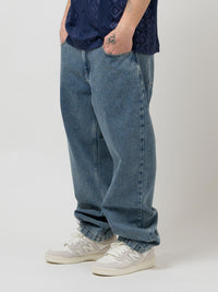 OG BAGGY ACID WASH 5 POCKET DENIM PANTS | INDIGO MEDIUM ACID WASH