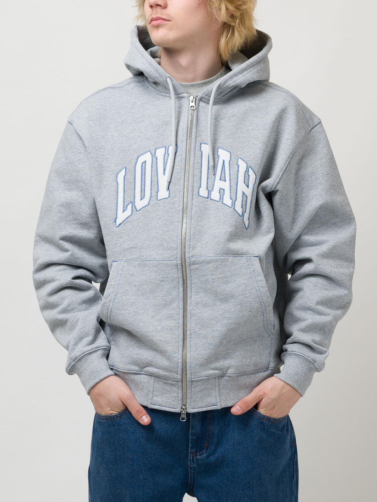 TEAM ZIP HOODIE | HEATHER GREY